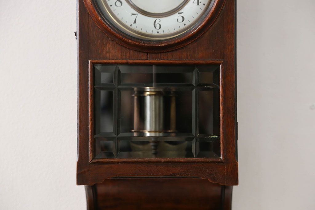 アンティーク雑貨　アンティーク 大正ロマン スジガラス 高級柱時計(ボンボン時計、スリゲル)