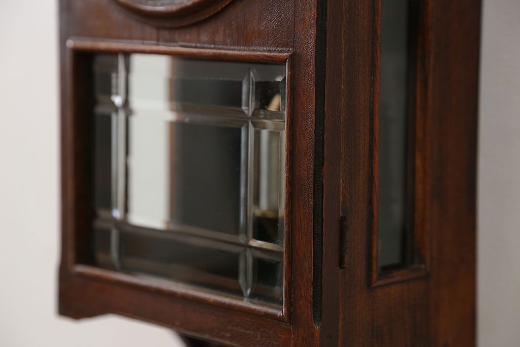 アンティーク雑貨　アンティーク 大正ロマン スジガラス 高級柱時計(ボンボン時計、スリゲル)