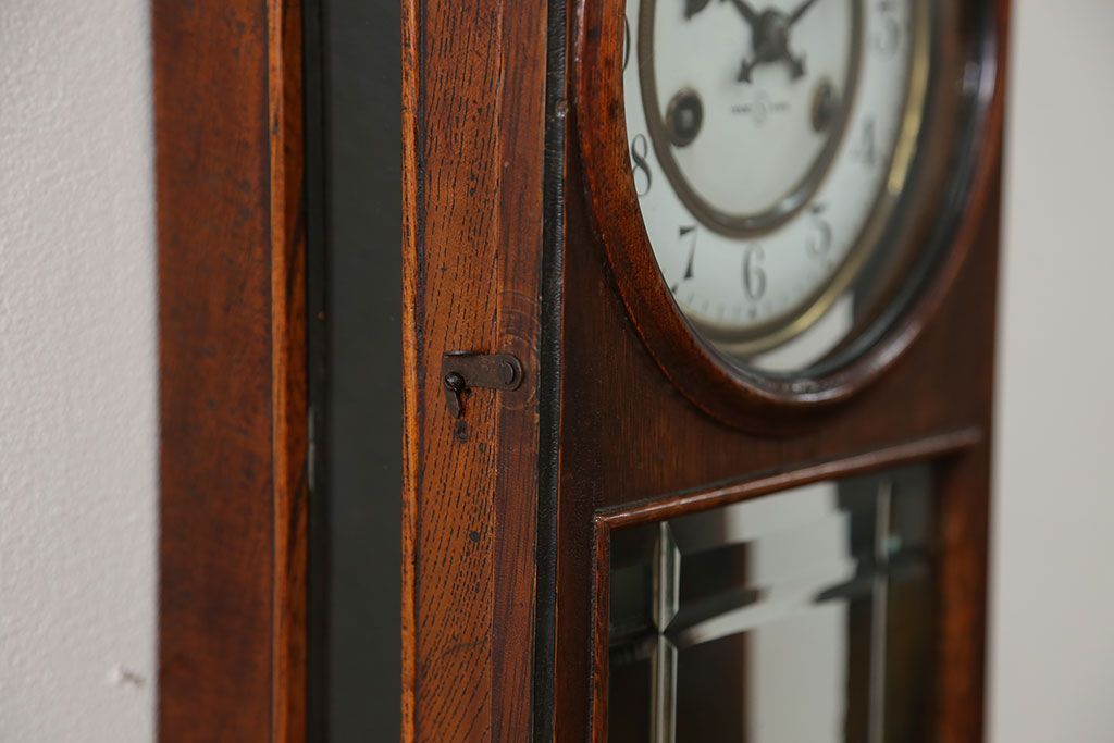 アンティーク雑貨　アンティーク 大正ロマン スジガラス 高級柱時計(ボンボン時計、スリゲル)