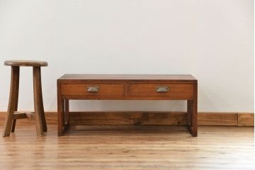 レトロ家具　昭和レトロ シンプルな2杯引き出し平机(テーブル)