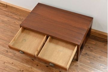 レトロ家具　昭和レトロ シンプルな2杯引き出し平机(テーブル)