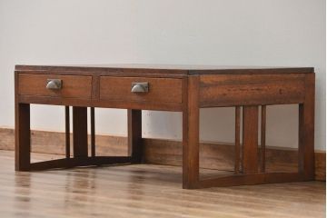 レトロ家具　昭和レトロ シンプルな2杯引き出し平机(テーブル)