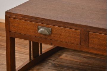 レトロ家具　昭和レトロ シンプルな2杯引き出し平机(テーブル)