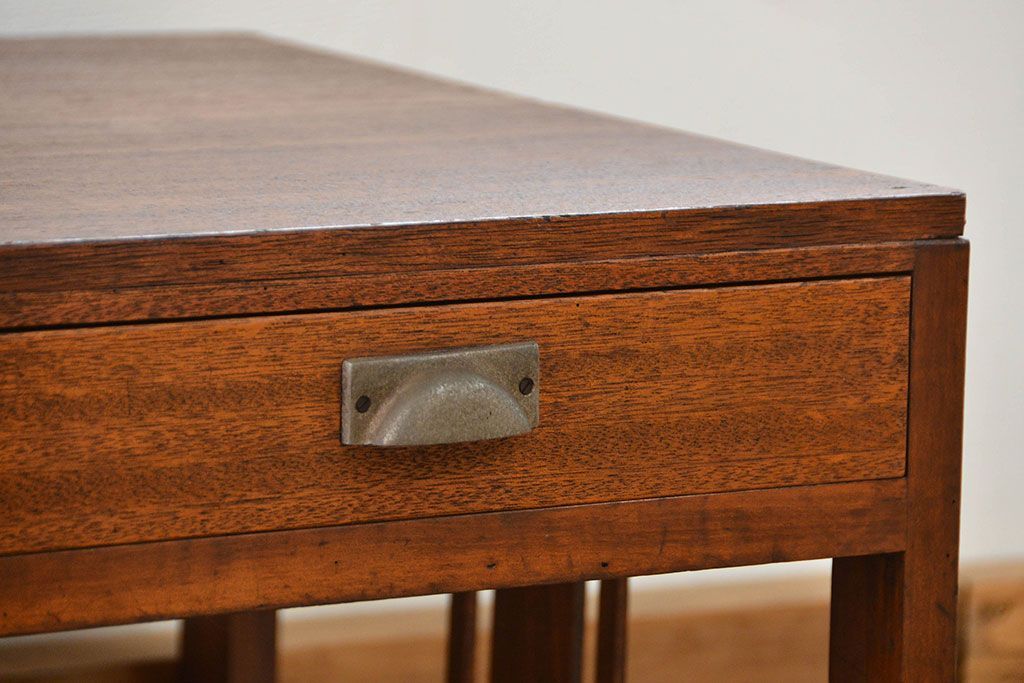 レトロ家具　昭和レトロ シンプルな2杯引き出し平机(テーブル)