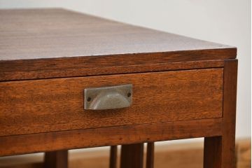 レトロ家具　昭和レトロ シンプルな2杯引き出し平机(テーブル)