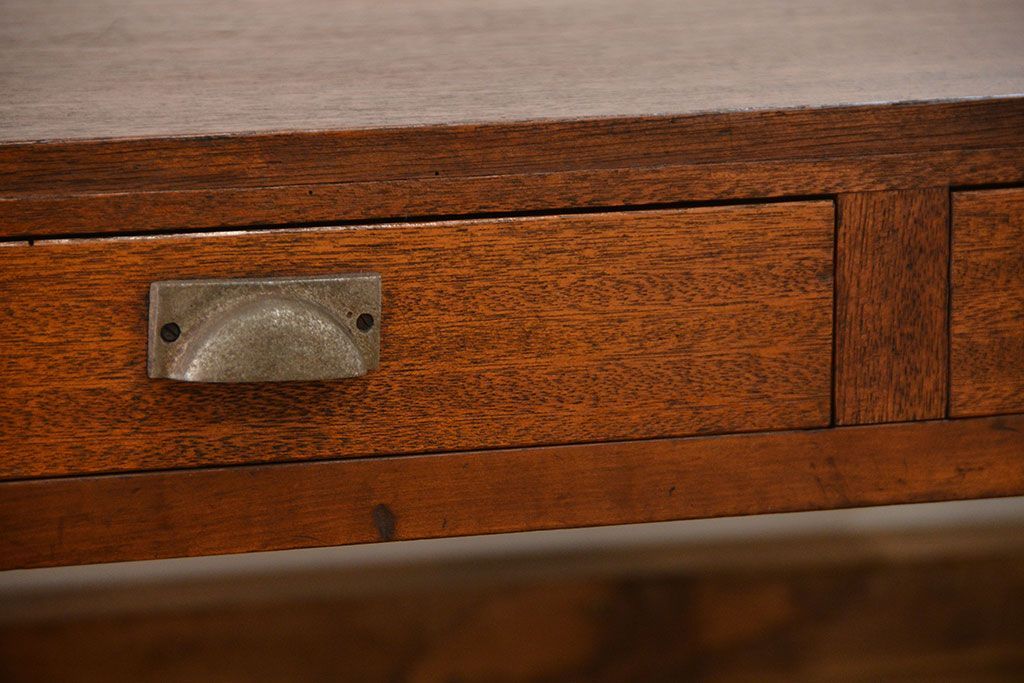 レトロ家具　昭和レトロ シンプルな2杯引き出し平机(テーブル)