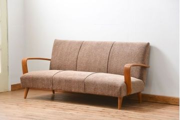 レトロ家具　アンティーク 1960〜70年代 レトロな3Pソファ(3人掛けソファ・トリプルソファ)