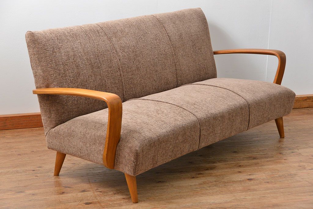 レトロ家具　アンティーク 1960〜70年代 レトロな3Pソファ(3人掛けソファ・トリプルソファ)