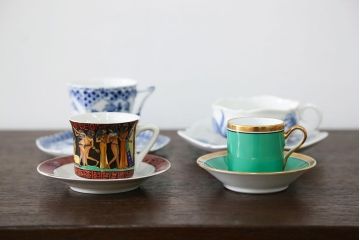 アンティーク雑貨　ロイヤルコペンハーゲン(Royal Copenhagen)・マイセンなどのカップ&ソーサー4種類セット(リモージュ・リチャード・ジノリ)