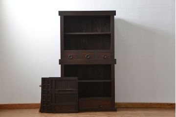 アンティーク家具　古民具・骨董 シンプルでモダンな三尺水屋箪笥(食器棚、収納棚)