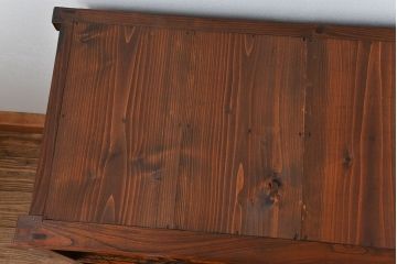 アンティーク家具　アンティーク 前面欅材のモールガラス収納棚(食器棚)