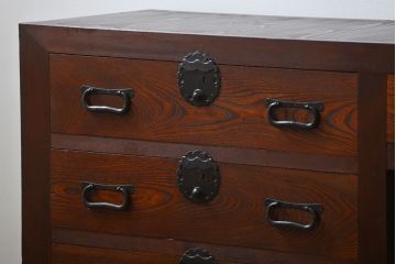 アンティーク家具　古民具・骨董 重厚な六尺収納箪笥サイドボード(帳場箪笥、水屋箪笥)