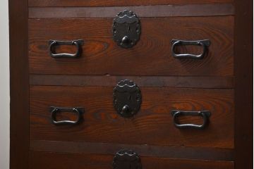 アンティーク家具　古民具・骨董 重厚な六尺収納箪笥サイドボード(帳場箪笥、水屋箪笥)