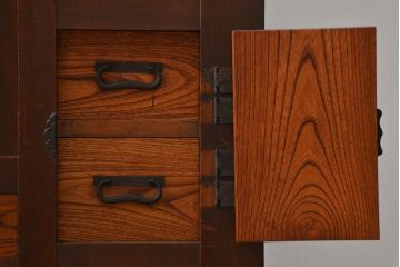 アンティーク家具　古民具・骨董 重厚な六尺収納箪笥サイドボード(帳場箪笥、水屋箪笥)