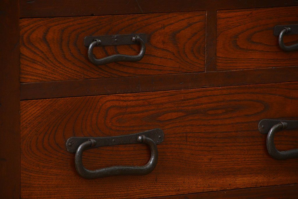 アンティーク家具　古民具・骨董 重厚な六尺収納箪笥サイドボード(帳場箪笥、水屋箪笥)