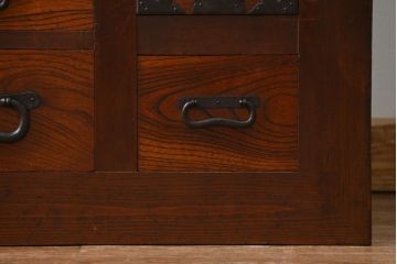 アンティーク家具　古民具・骨董 重厚な六尺収納箪笥サイドボード(帳場箪笥、水屋箪笥)
