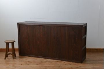 アンティーク家具　古民具・骨董 重厚な六尺収納箪笥サイドボード(帳場箪笥、水屋箪笥)