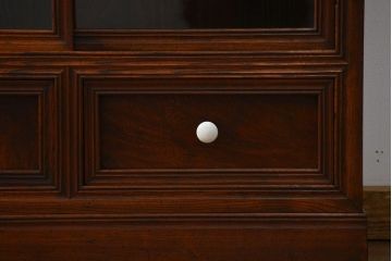 アンティーク家具　アンティーク 前面欅材 4枚引き戸の上質な収納棚(ガラスケース、飾り棚)