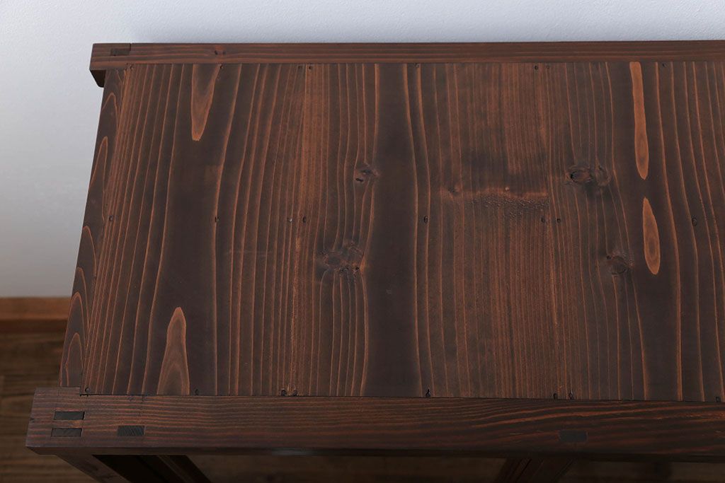 アンティーク家具　アンティーク 古い木の引き出し付き収納棚(食器棚)