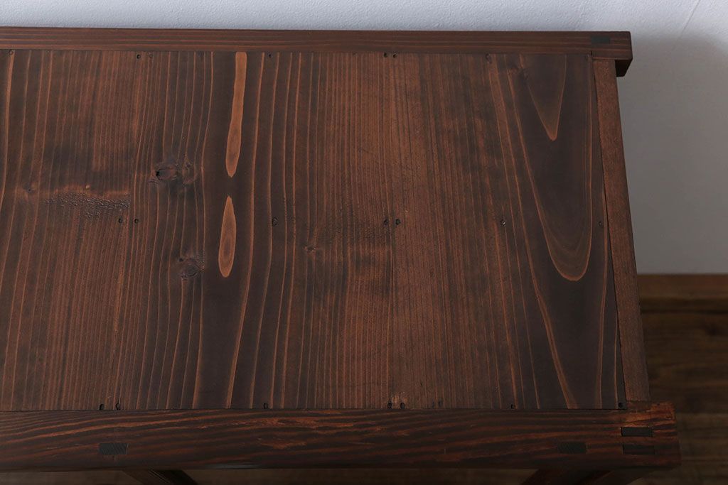 アンティーク家具　アンティーク 古い木の引き出し付き収納棚(食器棚)