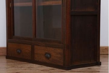 アンティーク家具　アンティーク 古い木の引き出し付き収納棚(食器棚)