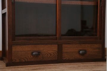 アンティーク家具　アンティーク 古い木の引き出し付き収納棚(食器棚)