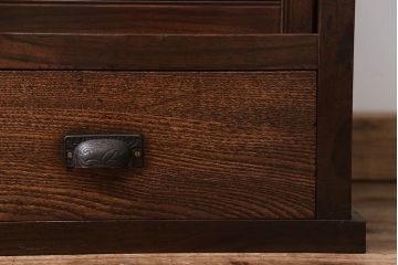 アンティーク家具　アンティーク 古い木の引き出し付き収納棚(食器棚)