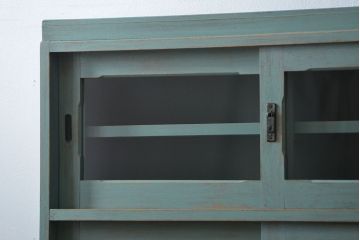 アンティーク家具　アンティークペイント 引き出し10杯 2段重ね食器棚(収納棚)