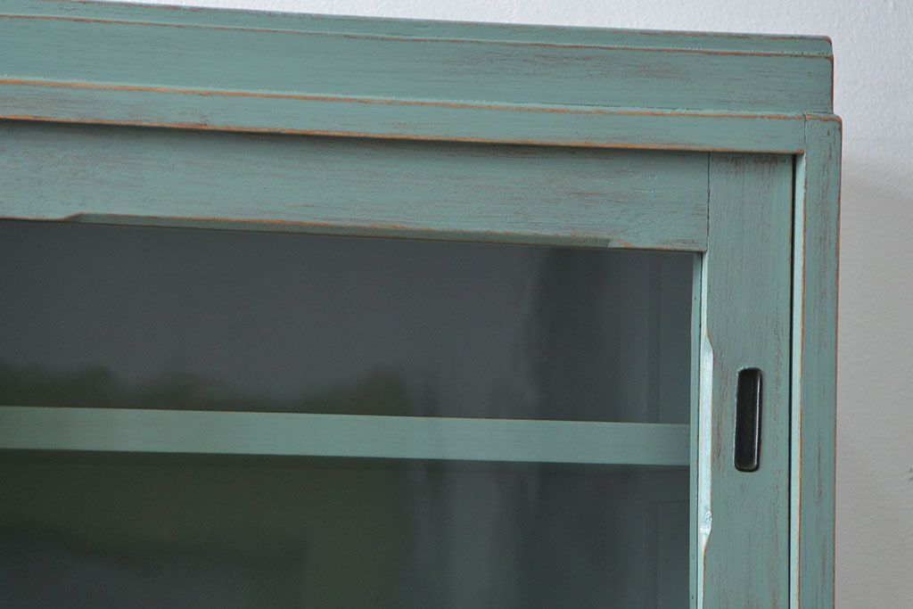 アンティーク家具　アンティークペイント 引き出し10杯 2段重ね食器棚(収納棚)