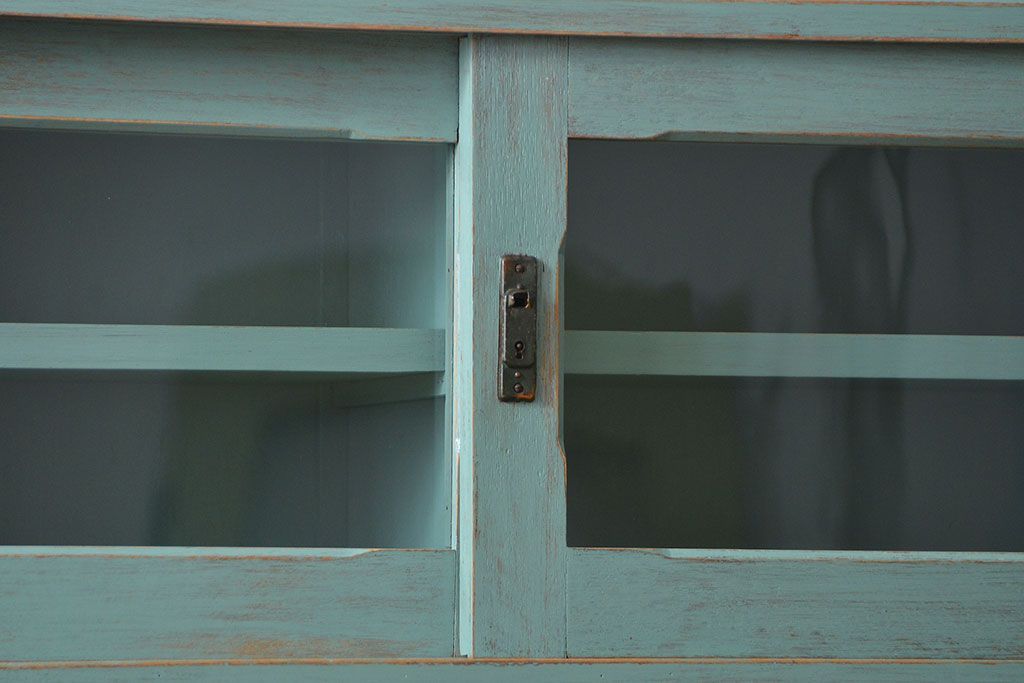 アンティーク家具　アンティークペイント 引き出し10杯 2段重ね食器棚(収納棚)