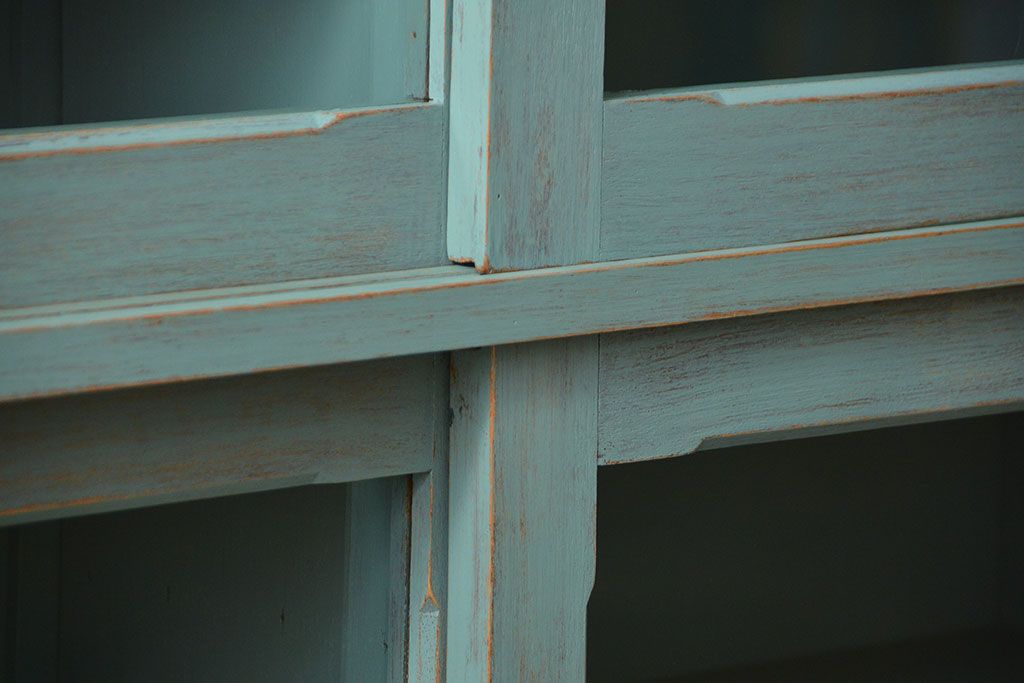 アンティーク家具　アンティークペイント 引き出し10杯 2段重ね食器棚(収納棚)