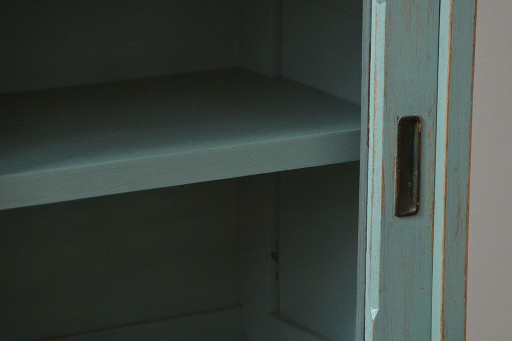 アンティーク家具　アンティークペイント 引き出し10杯 2段重ね食器棚(収納棚)