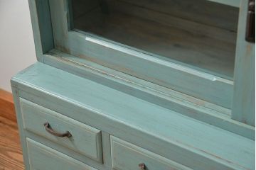 アンティーク家具　アンティークペイント 引き出し10杯 2段重ね食器棚(収納棚)