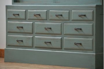 アンティーク家具　アンティークペイント 引き出し10杯 2段重ね食器棚(収納棚)