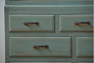 アンティーク家具　アンティークペイント 引き出し10杯 2段重ね食器棚(収納棚)