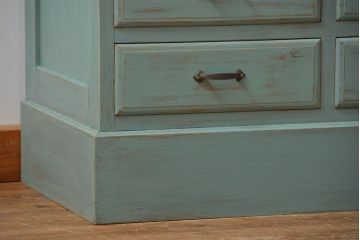 アンティーク家具　アンティークペイント 引き出し10杯 2段重ね食器棚(収納棚)