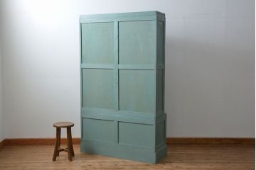 アンティーク家具　アンティークペイント 引き出し10杯 2段重ね食器棚(収納棚)