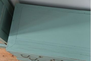 アンティーク家具　アンティークペイント 引き出し10杯 2段重ね食器棚(収納棚)