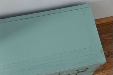 アンティーク家具　アンティークペイント 引き出し10杯 2段重ね食器棚(収納棚)