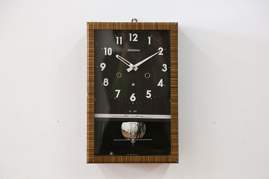 アンティーク雑貨　昭和レトロ シンプルな柱時計(ボンボン時計)