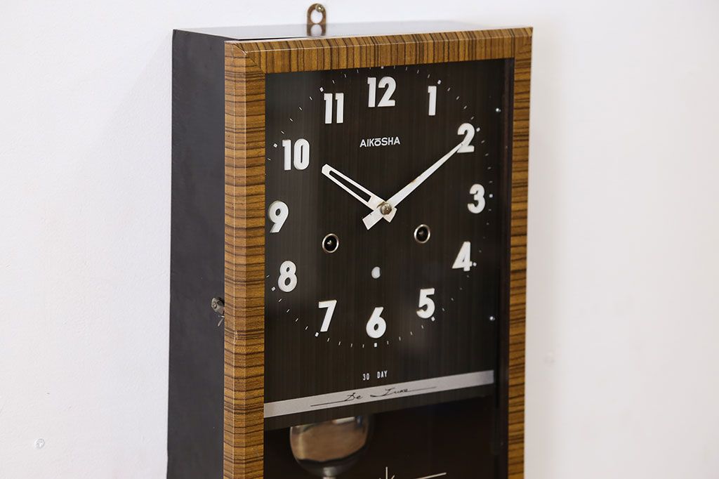 アンティーク雑貨　昭和レトロ シンプルな柱時計(ボンボン時計)