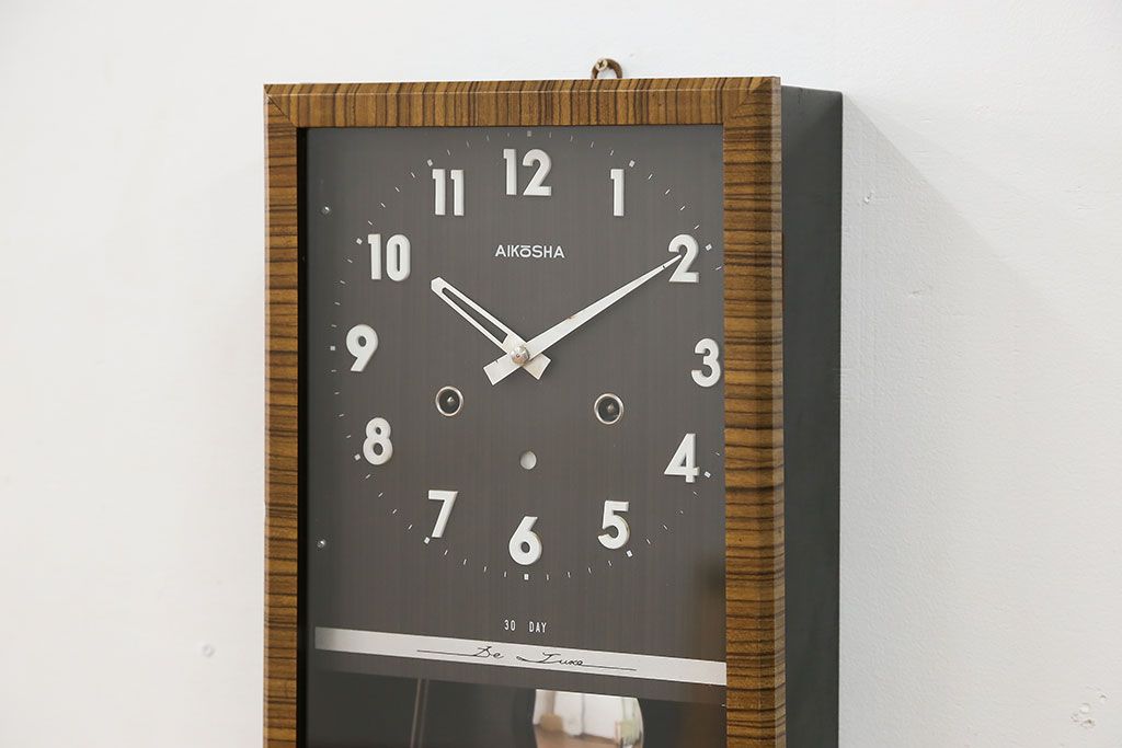 アンティーク雑貨　昭和レトロ シンプルな柱時計(ボンボン時計)