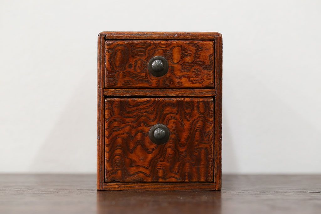 アンティーク家具　古民具・骨董 古いタモ材のとても小さな引き出し箱(小引き出し)