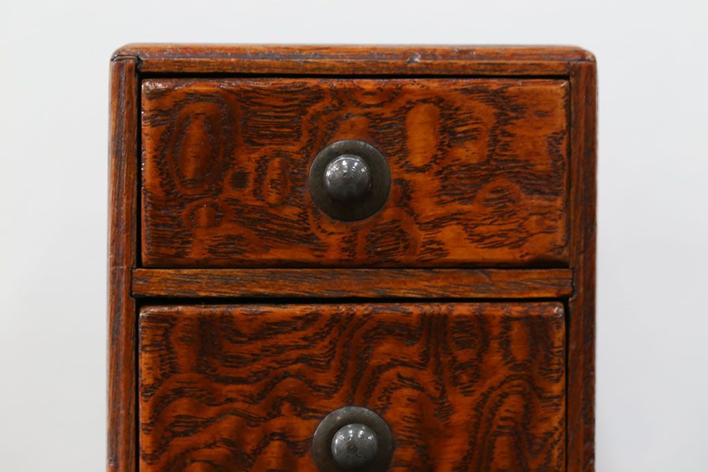 アンティーク家具　古民具・骨董 古いタモ材のとても小さな引き出し箱(小引き出し)