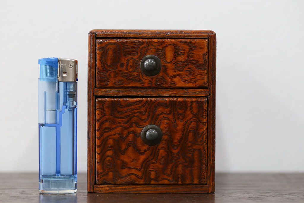 アンティーク家具　古民具・骨董 古いタモ材のとても小さな引き出し箱(小引き出し)