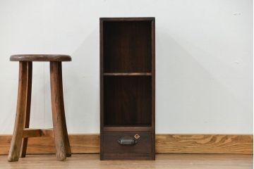 アンティーク家具　古民具・骨董 古い木の引き出し付き書棚(2)(本棚)