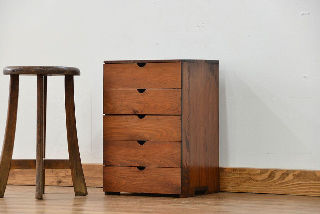 レトロ家具　昭和レトロ シンプルな5段小引き出し