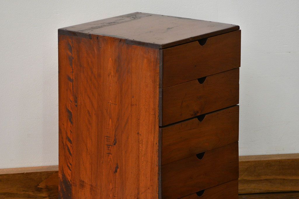 レトロ家具　昭和レトロ シンプルな5段小引き出し