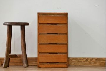 レトロ家具　昭和レトロ シンプルなアンティーク5段小引き出し