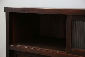 アンティーク家具　アンティーク 古い木のモールガラス食器棚(収納棚、茶箪笥)